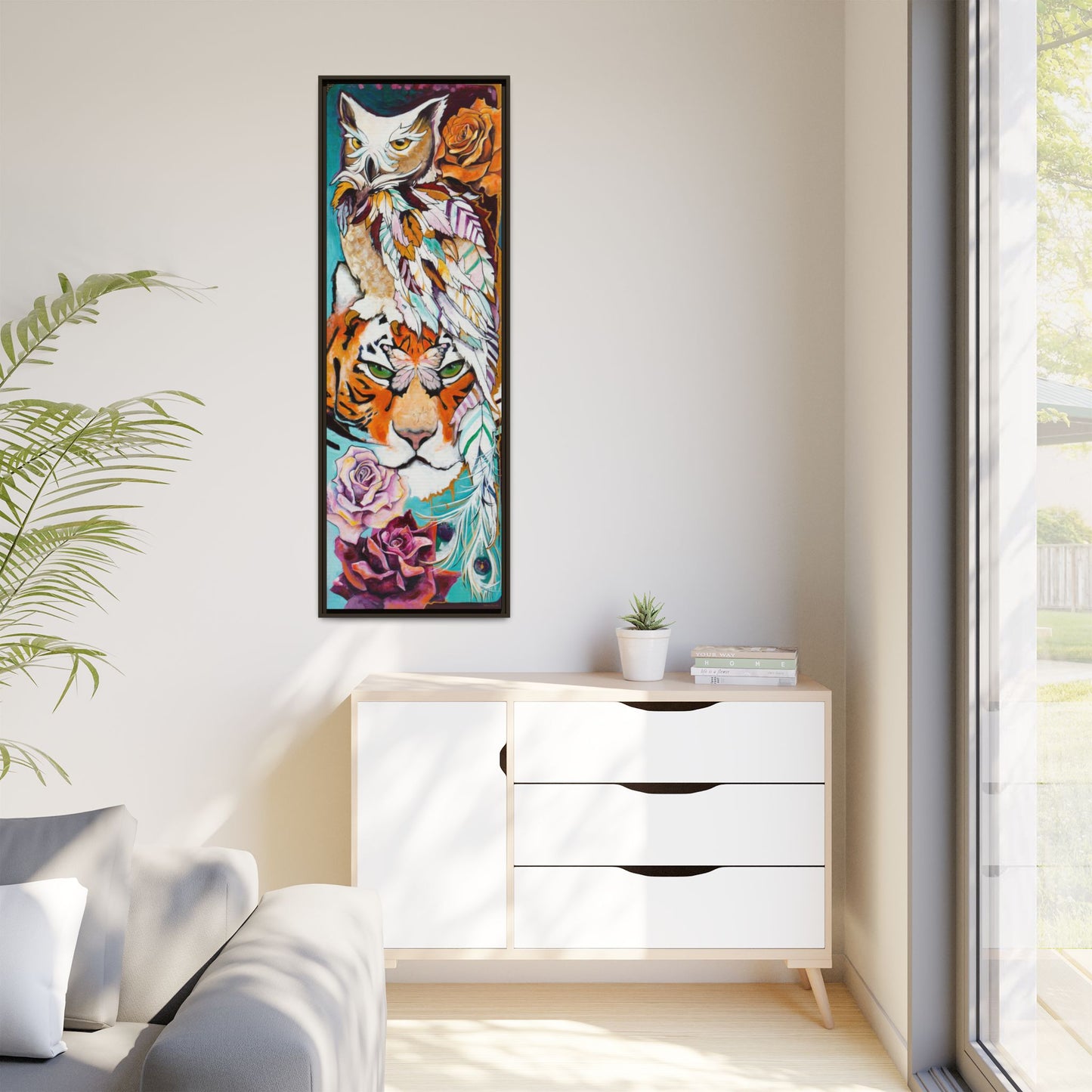 "Owl and Pussycat" Framed Canvas Fine Art Reproduction by Zabrina Fine Art