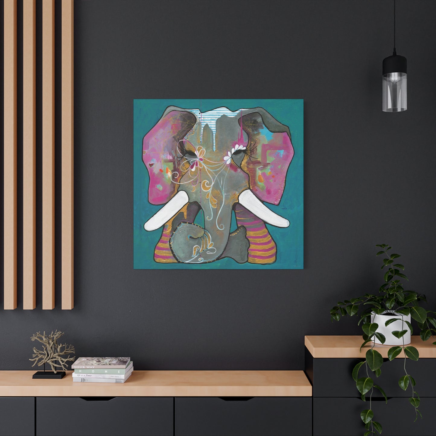 "Romeo Elephant" Unframed Canvas Black Edge Reproduction by Zabrina Fine Art