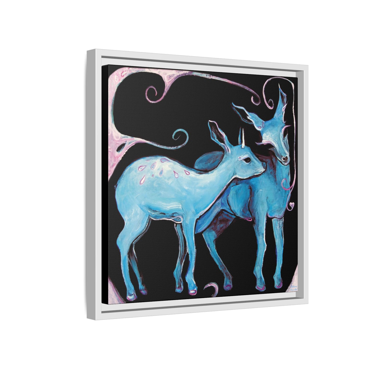 "Deer Love" Framed Canvas Fine Art Reproduction by Zabrina Fine Art