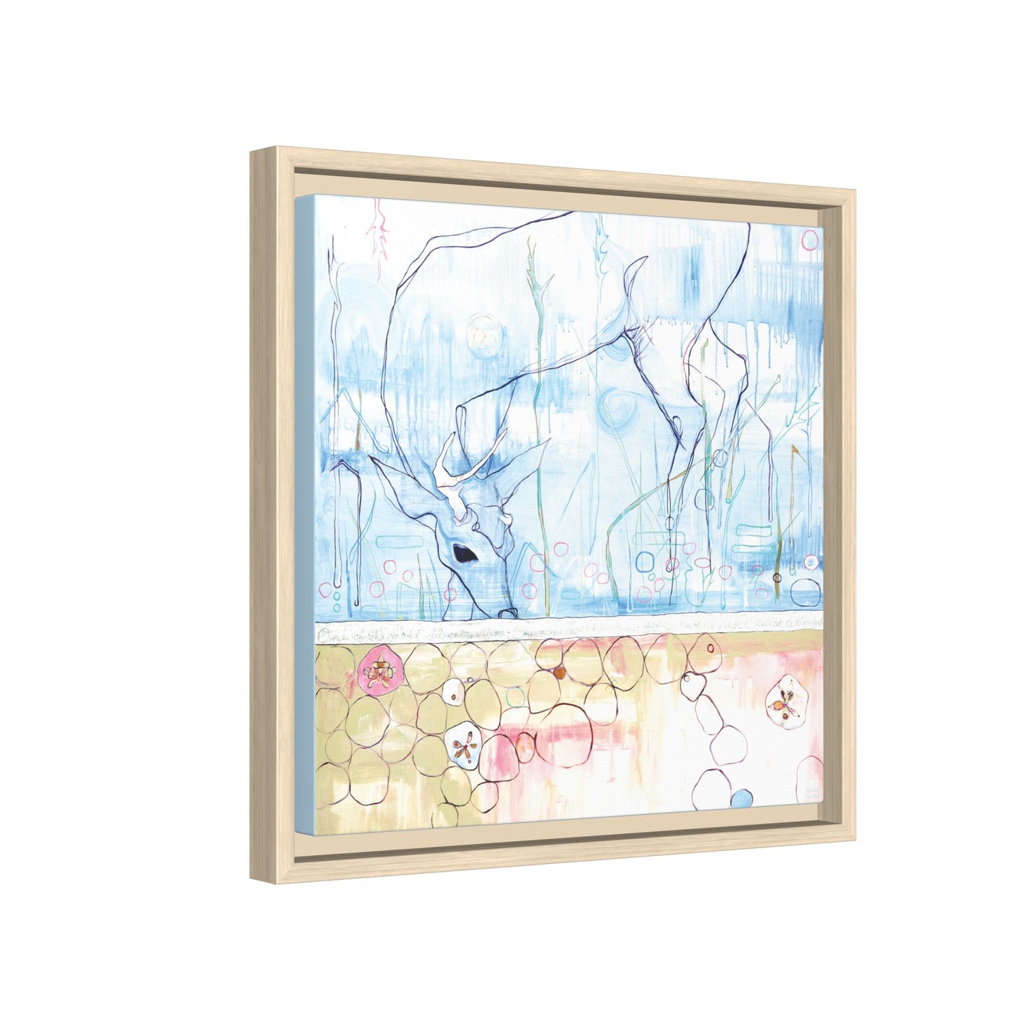 "One Antler Deer" Framed Canvas Fine Art Reproduction by Zabrina Fine Art