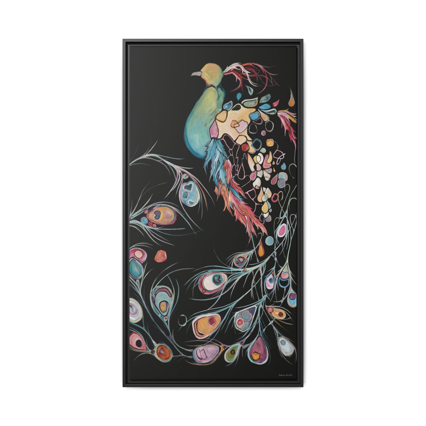 "Peacock" Framed Canvas Fine Art Reproduction by Zabrina Fine Art