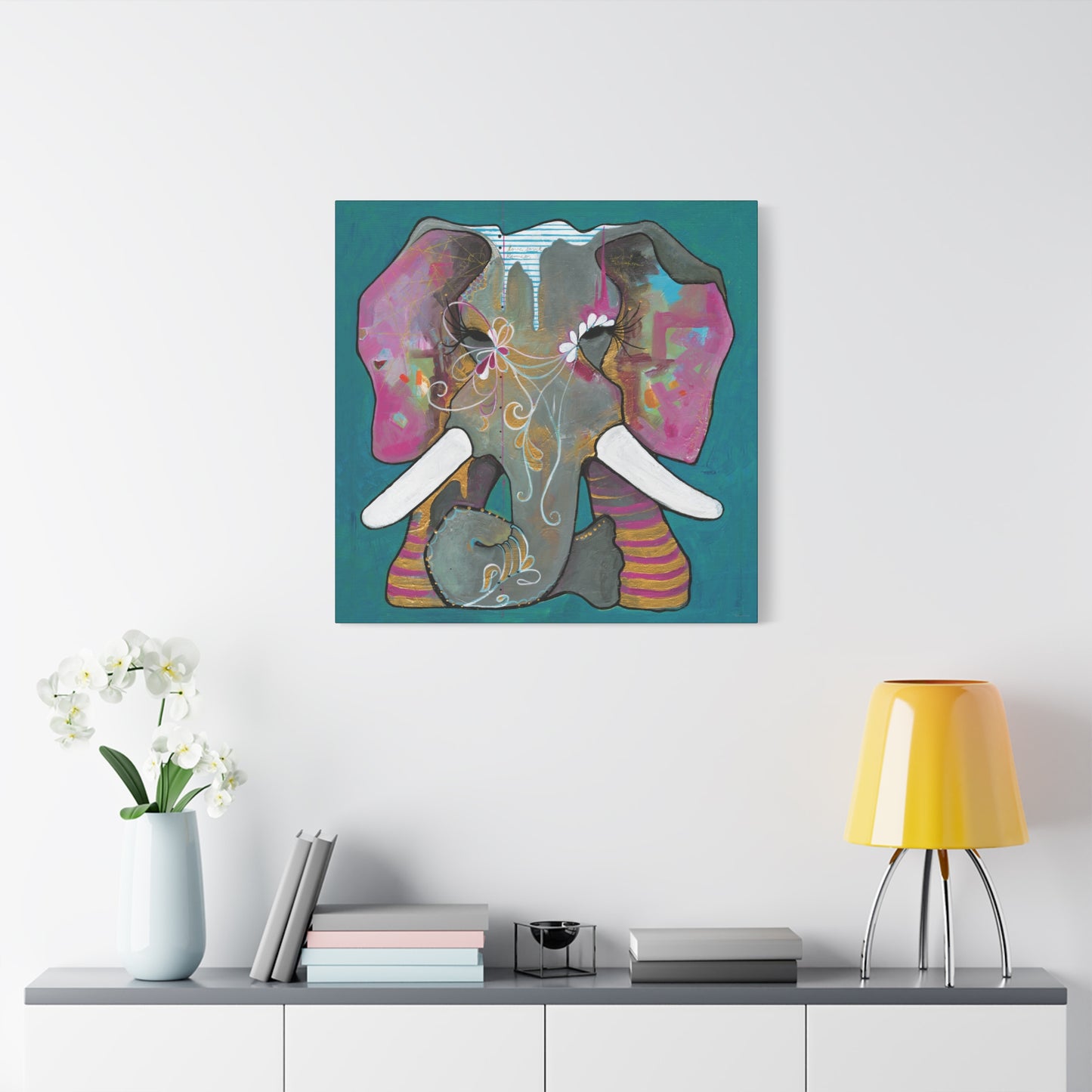 "Romeo Elephant" Unframed Canvas Black Edge Reproduction by Zabrina Fine Art