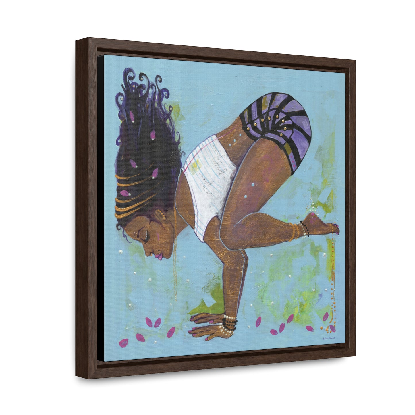 "Crow Pose" Framed Canvas Fine Art Reproduction by Zabrina Fine Art