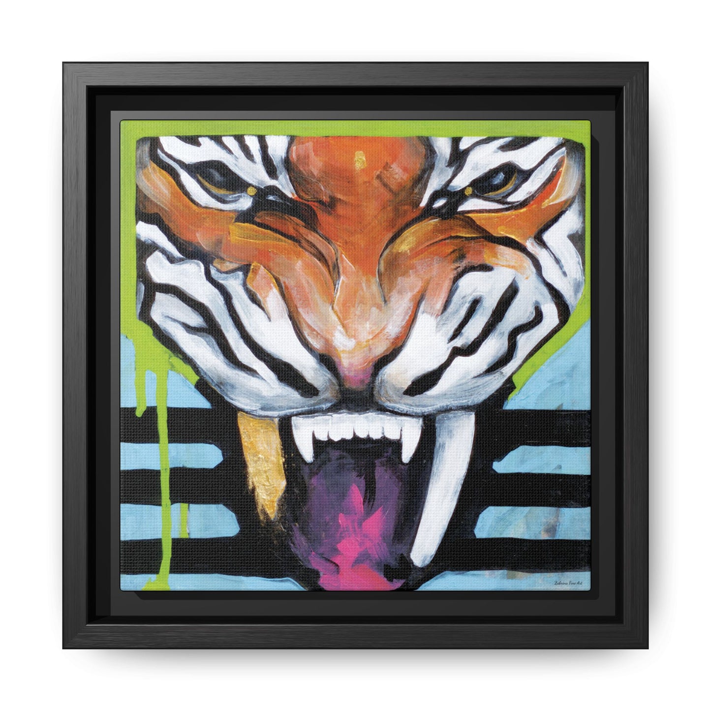 "Tiger Fang" Framed Canvas Fine Art Reproduction by Zabrina Fine Art