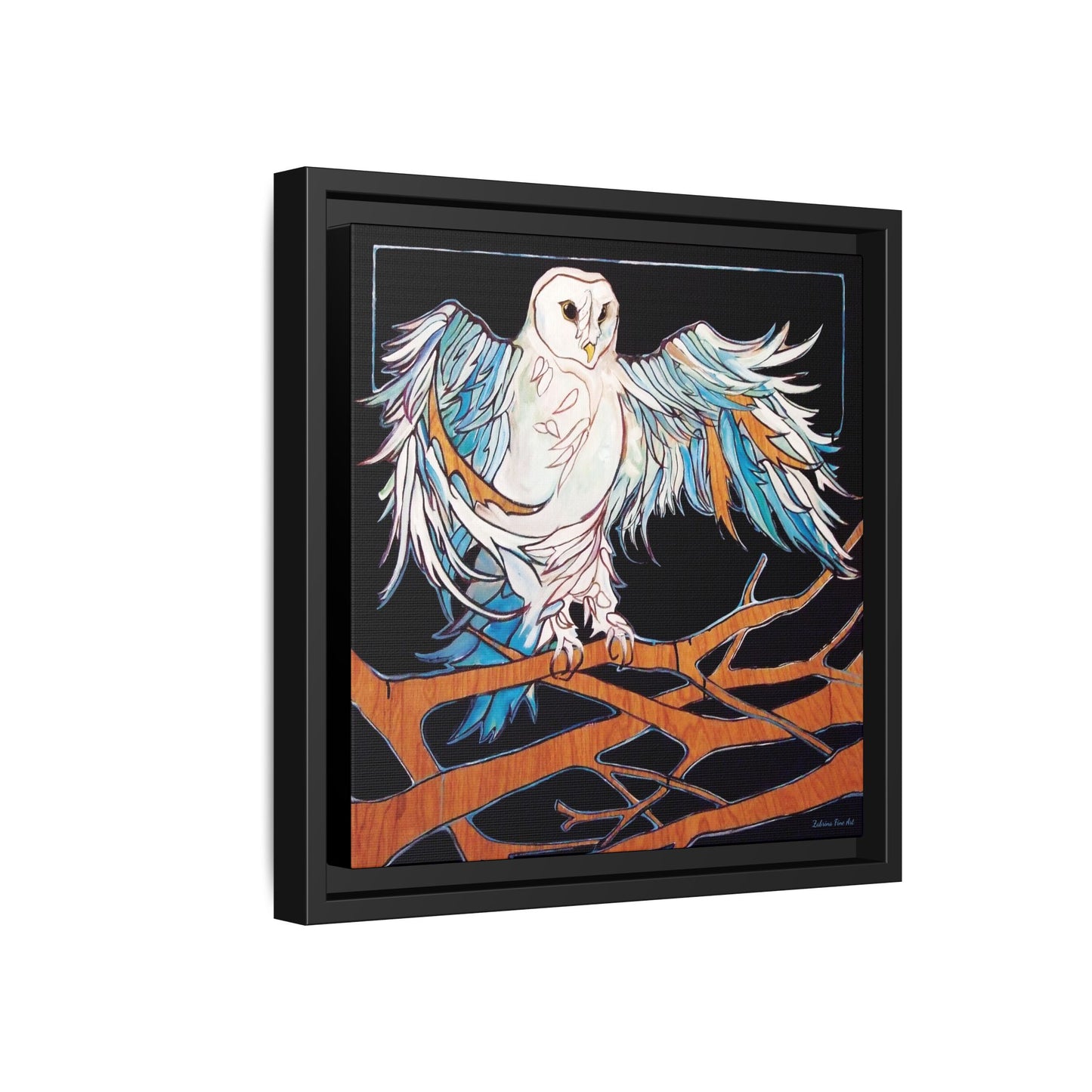 "Blue Owl" Framed Canvas Fine Art Reproduction by Zabrina Fine Art