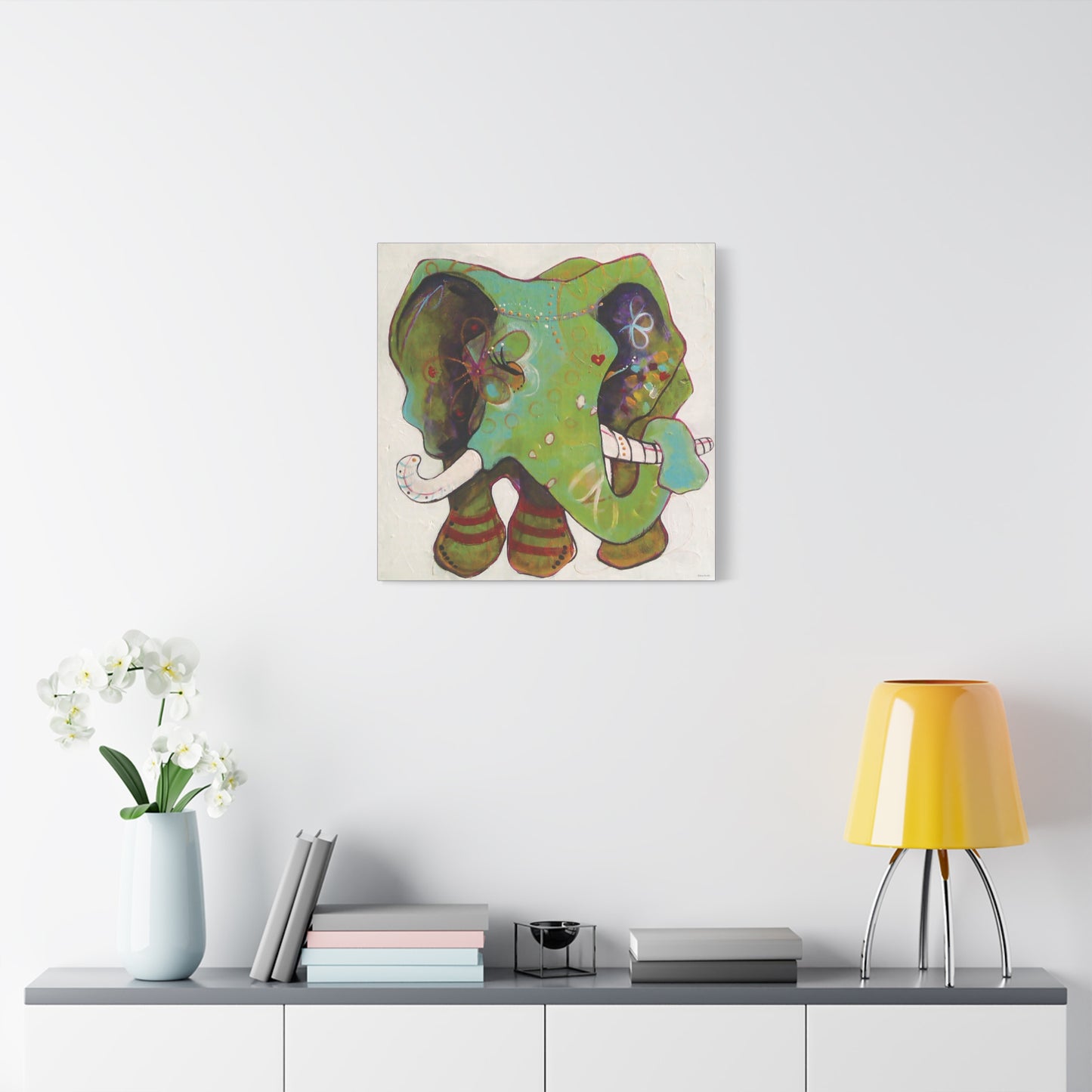 "Green Elephant" Unframed Canvas Bossanova Purple Edge Reproduction by Zabrina Fine Art