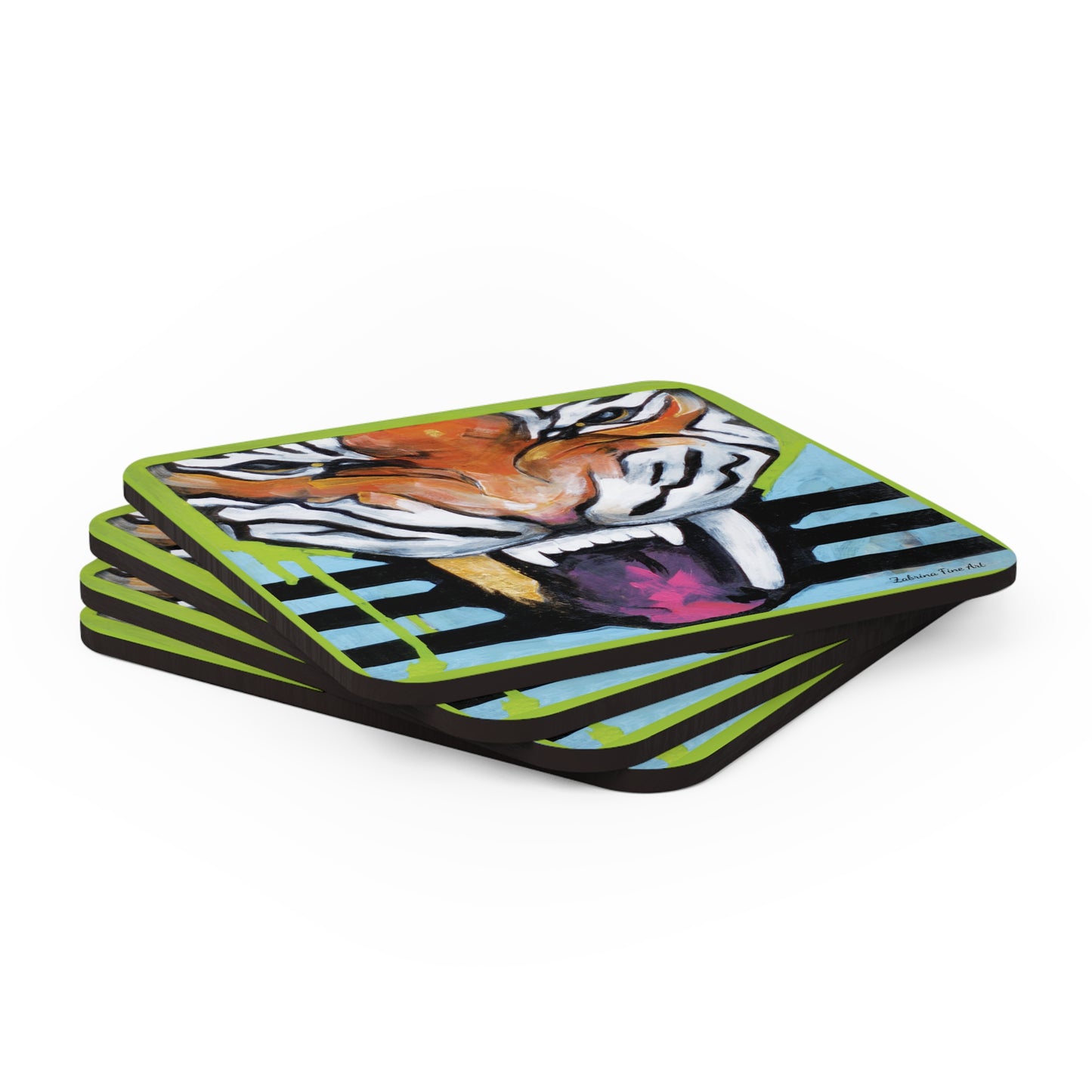 "Tiger Fang" Coaster Set by Zabrina Fine Art