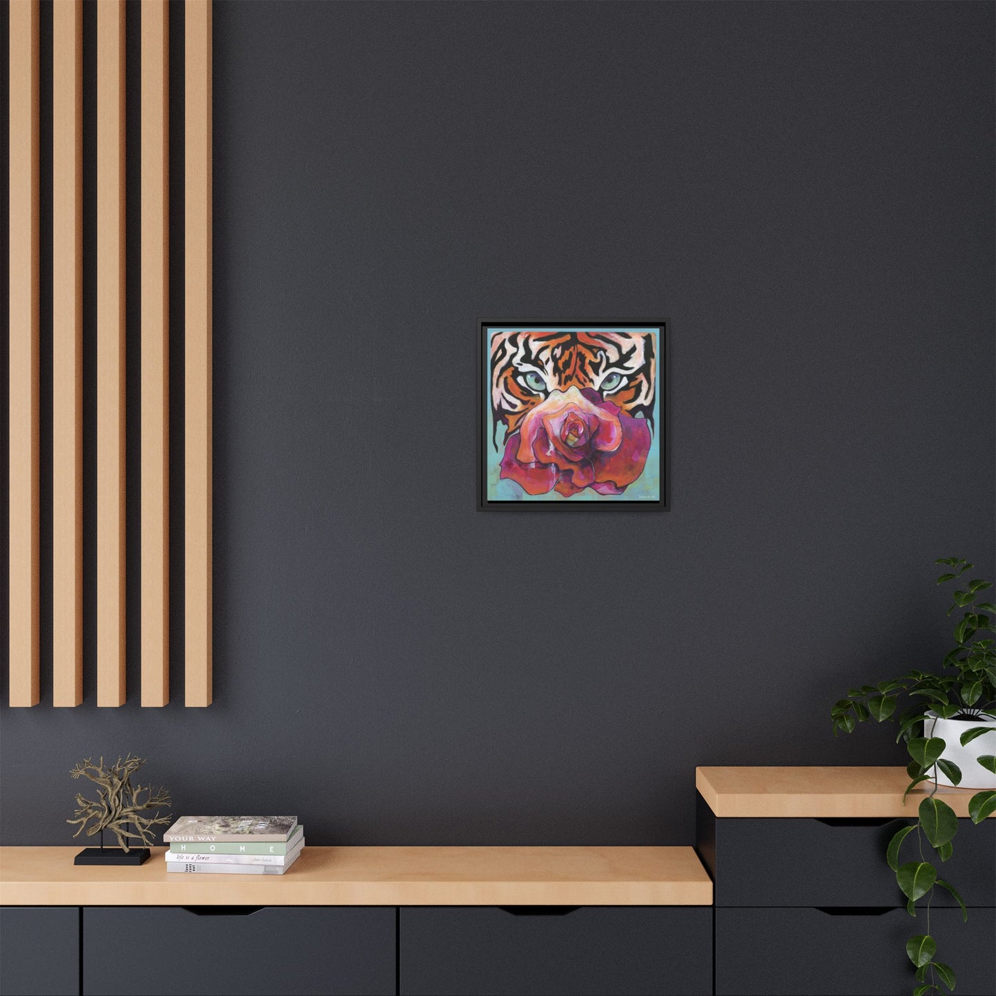 "Tiger Rose" Framed Canvas Fine Art Reproduction by Zabrina Fine Art