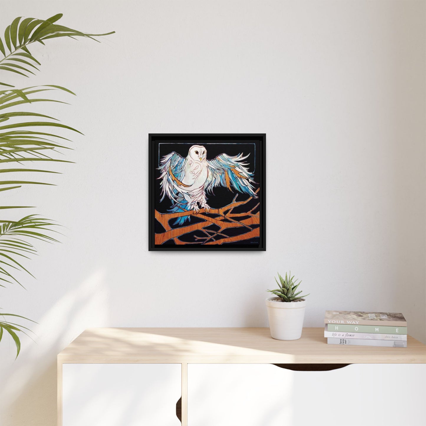 "Blue Owl" Framed Canvas Fine Art Reproduction by Zabrina Fine Art