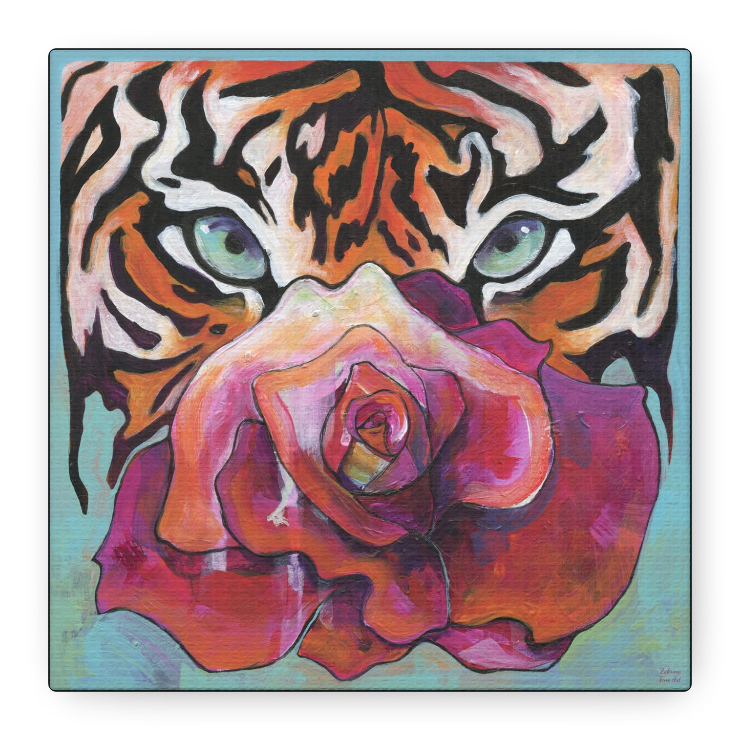 "Tiger Rose" Unframed Canvas Black Edge Reproduction by Zabrina Fine Art