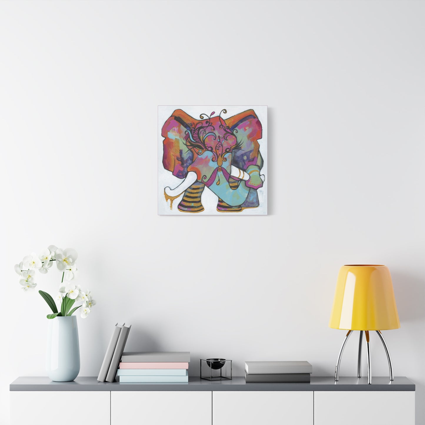 "Masquerade Elephant" Unframed Canvas Hot Pink Edge Reproduction by Zabrina Fine Art