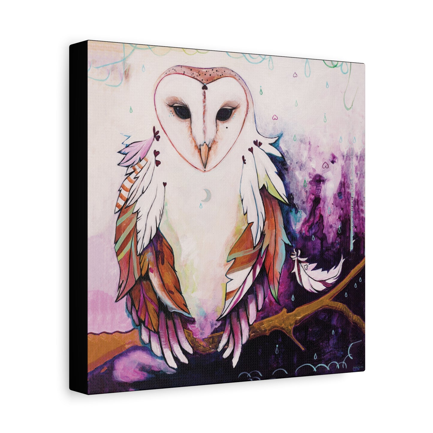 "Rainy Day Owl" Unframed Canvas Black Edge Reproduction by Zabrina Fine Art