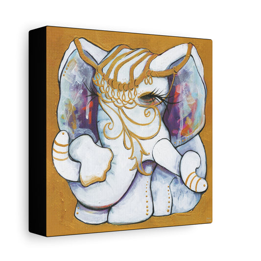 "Gold and White Elephant" Unframed Canvas Black Edge Reproduction by Zabrina Fine Art