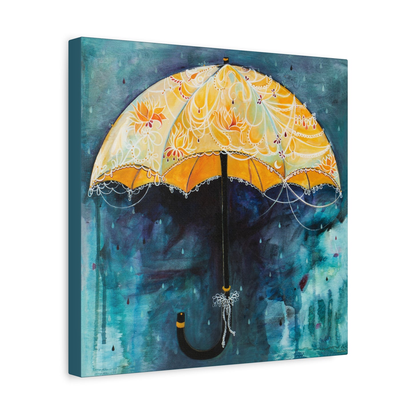 "Rain Glow" Unframed Canvas Ming Blue Edge Reproduction by Zabrina Fine Art