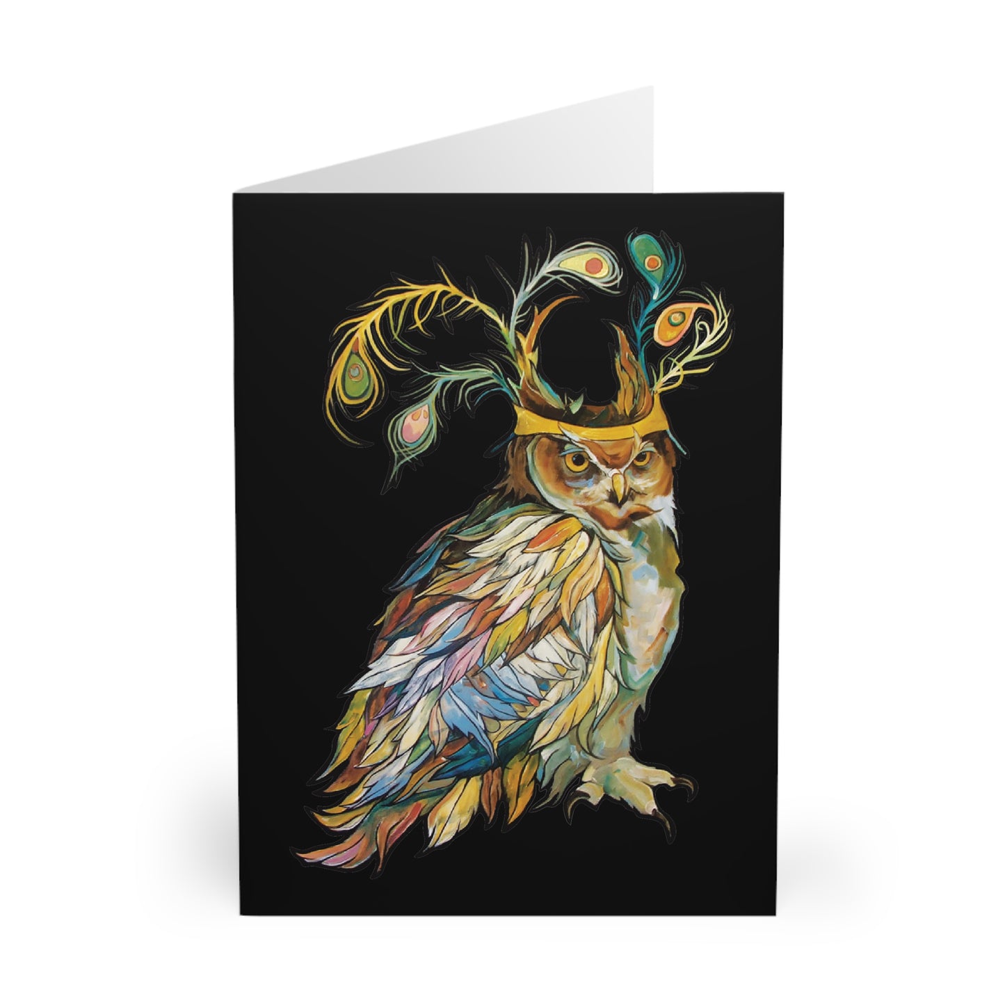 "Peacock Crown Owl" Notecards by Zabrina Fine Art (set of 5)