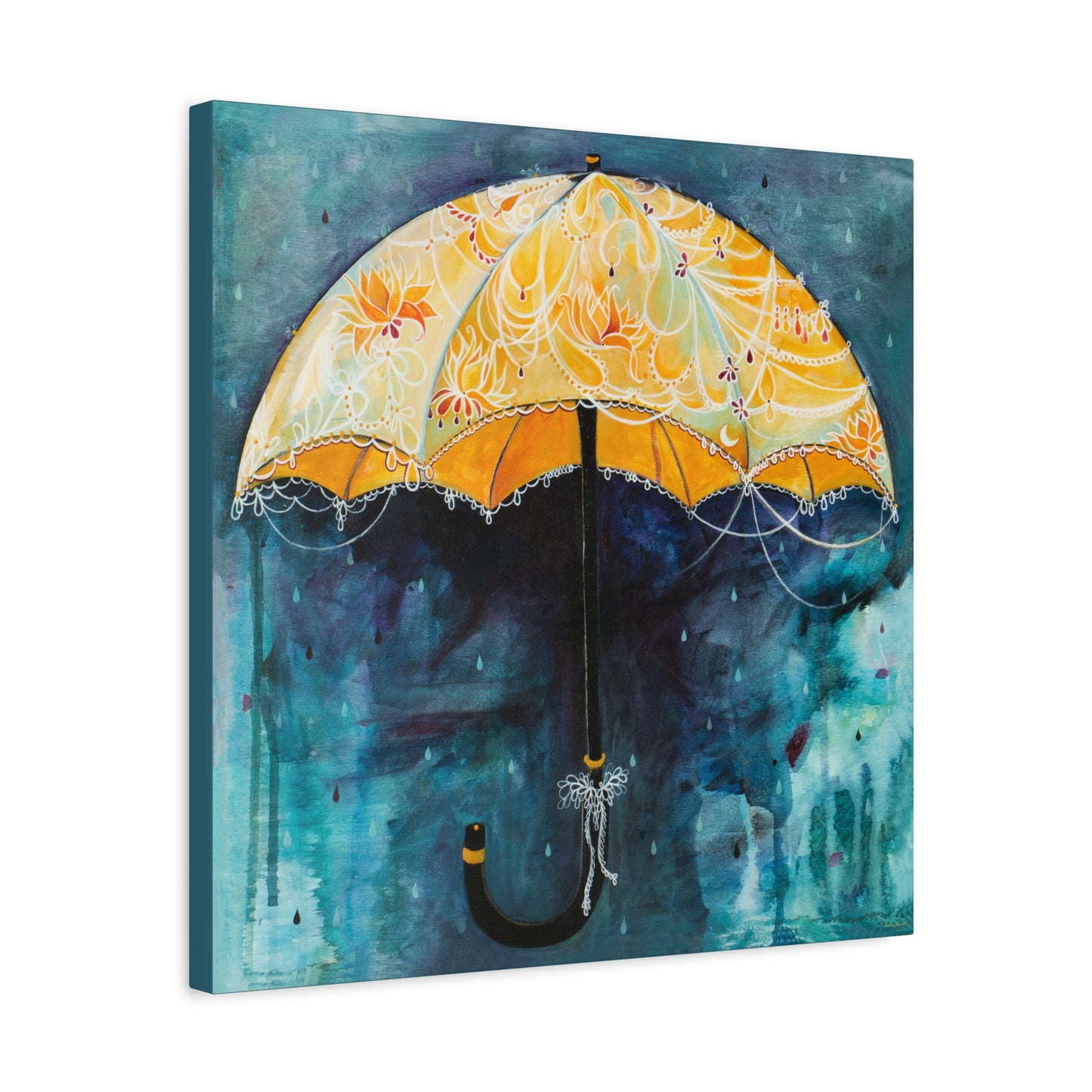 "Rain Glow" Unframed Canvas Ming Blue Edge Reproduction by Zabrina Fine Art