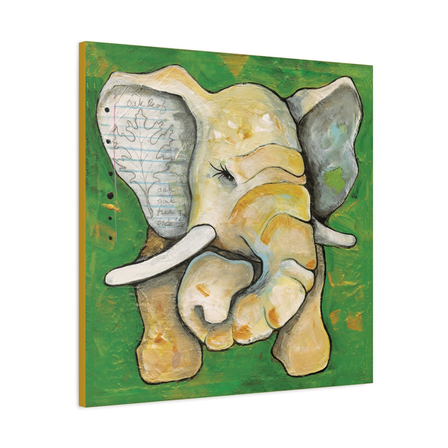 "Oak Leaf Elephant" Unframed Canvas Yellow Edge Reproduction by Zabrina Fine Art