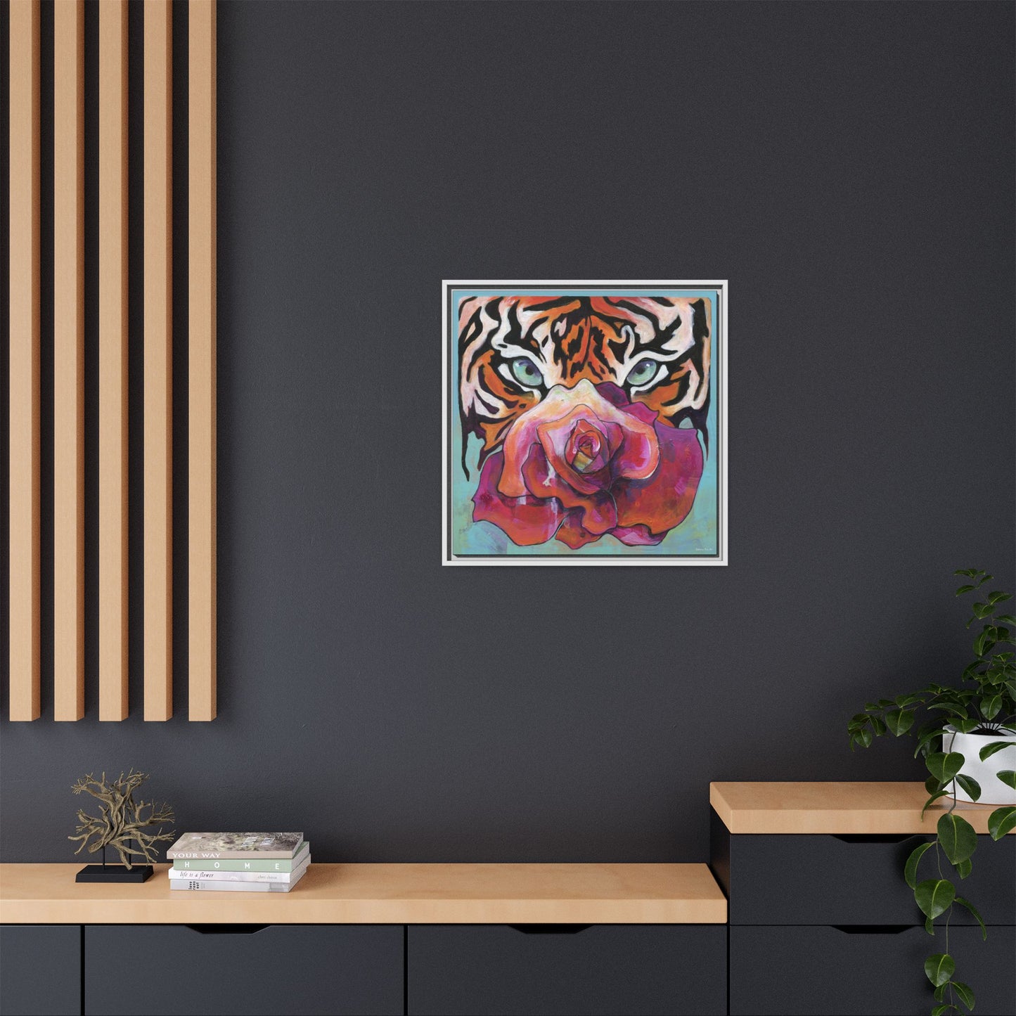"Tiger Rose" Framed Canvas Fine Art Reproduction by Zabrina Fine Art