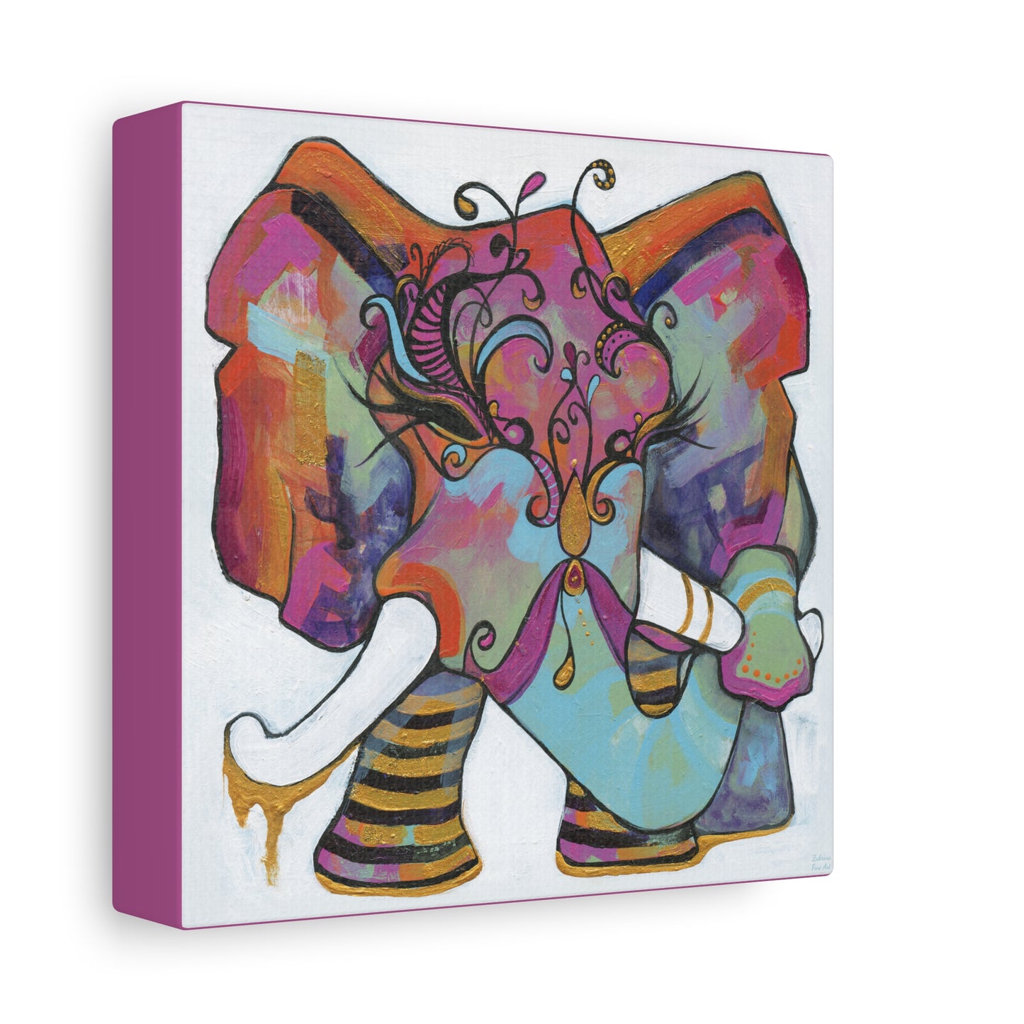 "Masquerade Elephant" Unframed Canvas Hot Pink Edge Reproduction by Zabrina Fine Art