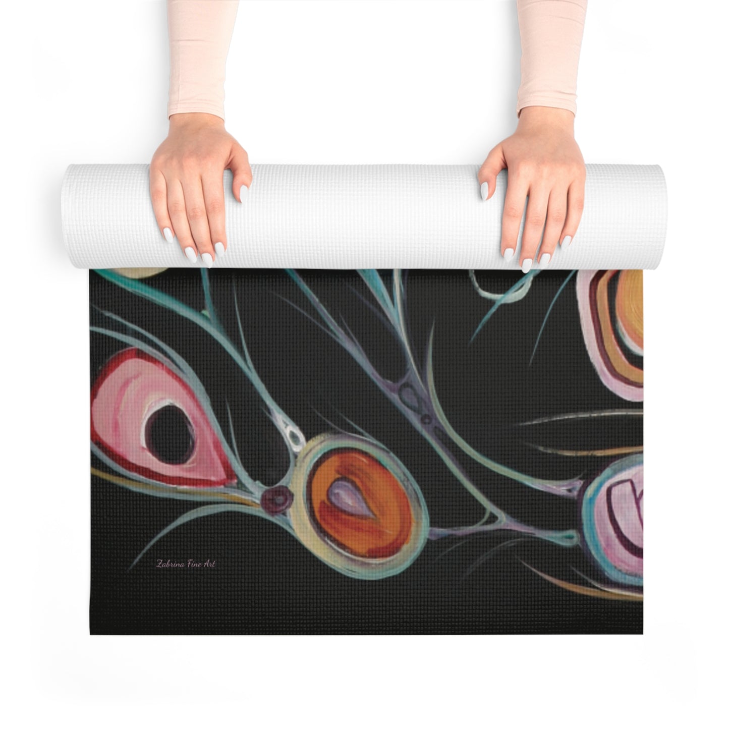 "Peacock Feather" Yoga Mat by Zabrina Fine Art