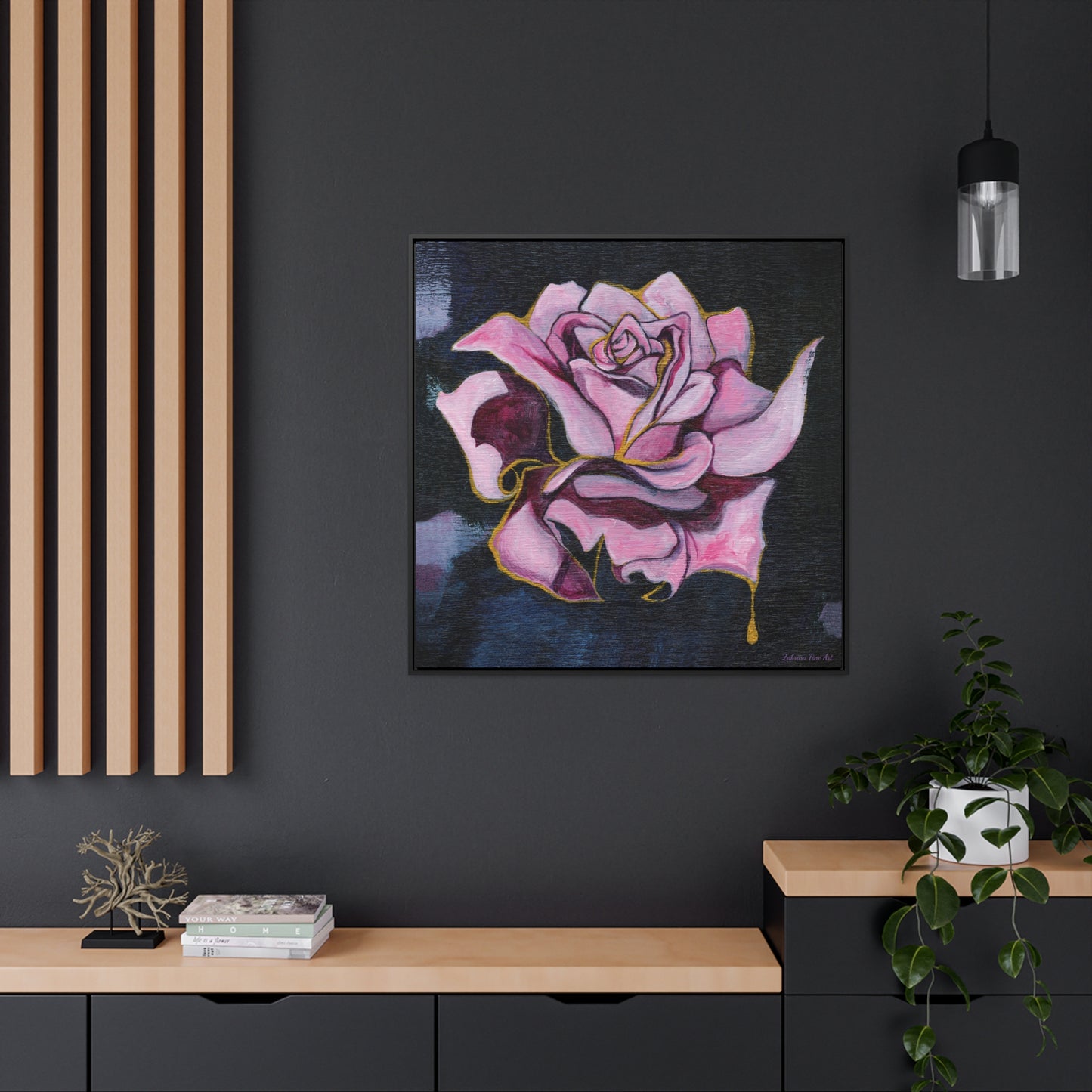 "Gilded Rose" Framed Canvas Fine Art Reproduction by Zabrina Fine Art