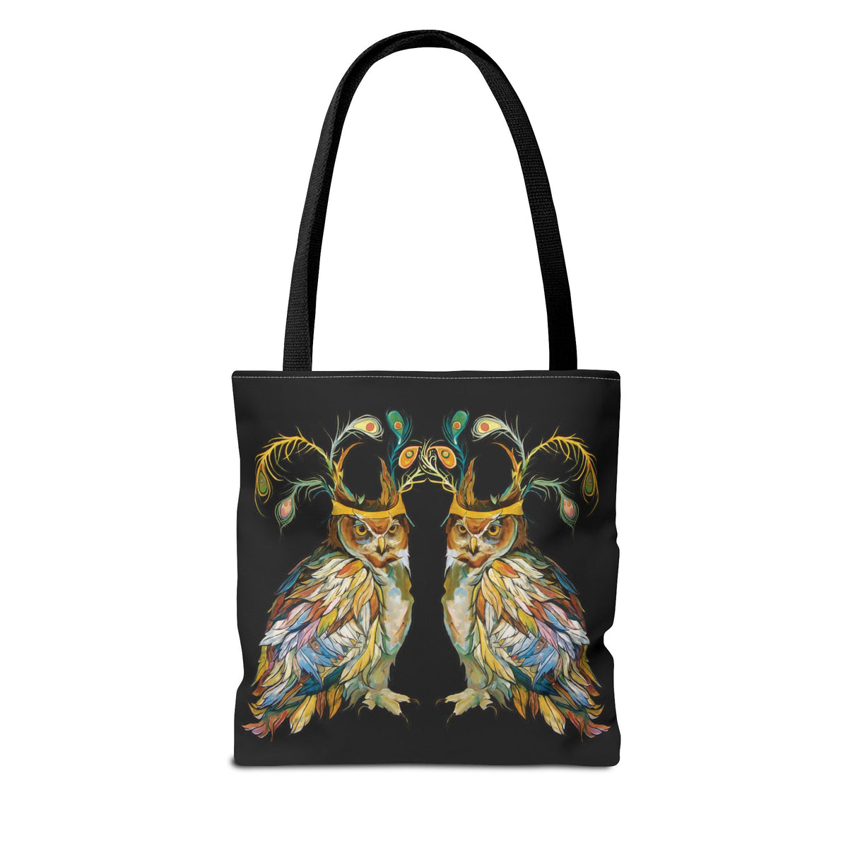 "Two Owls" Tote Bag Black by Zabrina Fine Art