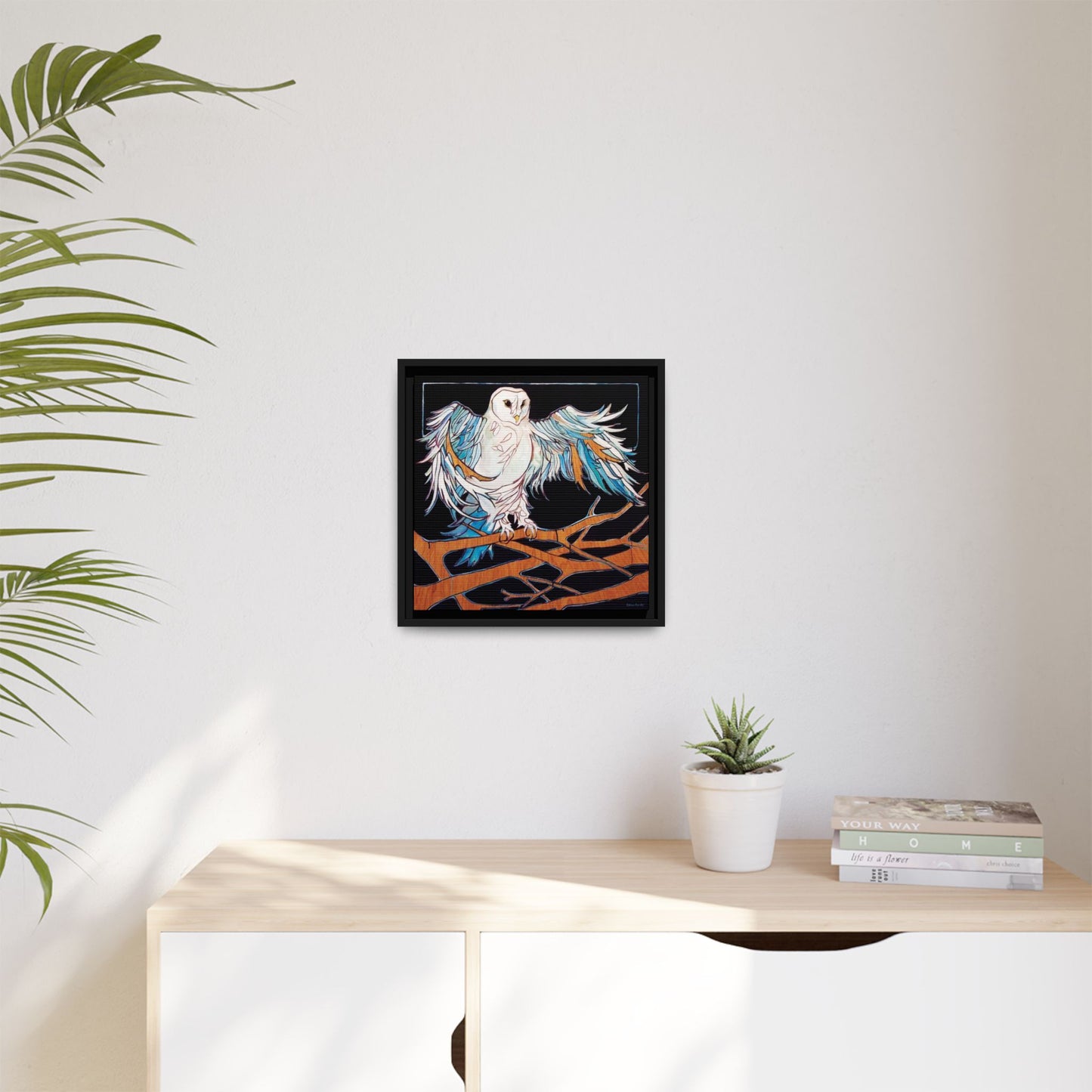 "Blue Owl" Framed Canvas Fine Art Reproduction by Zabrina Fine Art