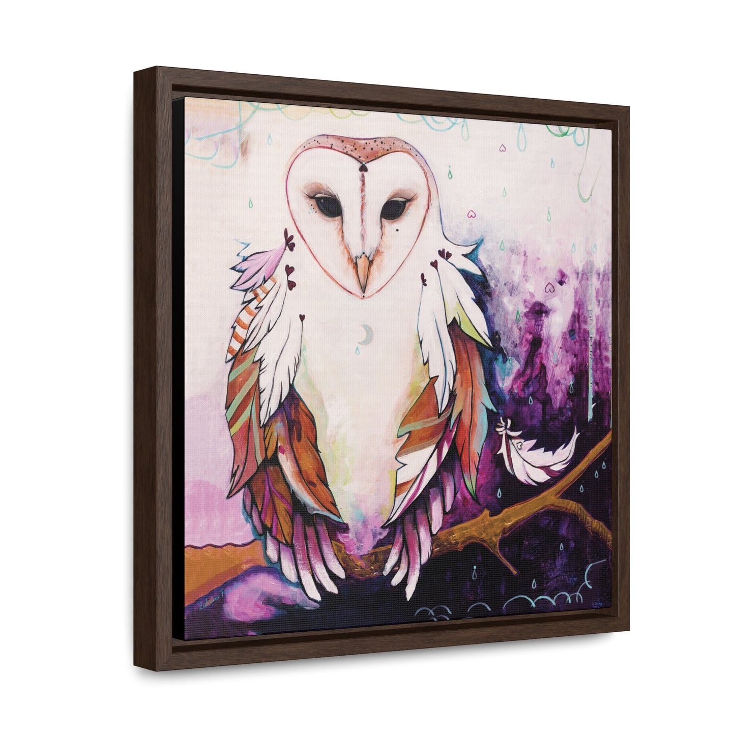 "Rainy Day Owl" Framed Canvas Fine Art Reproduction by Zabrina Fine Art