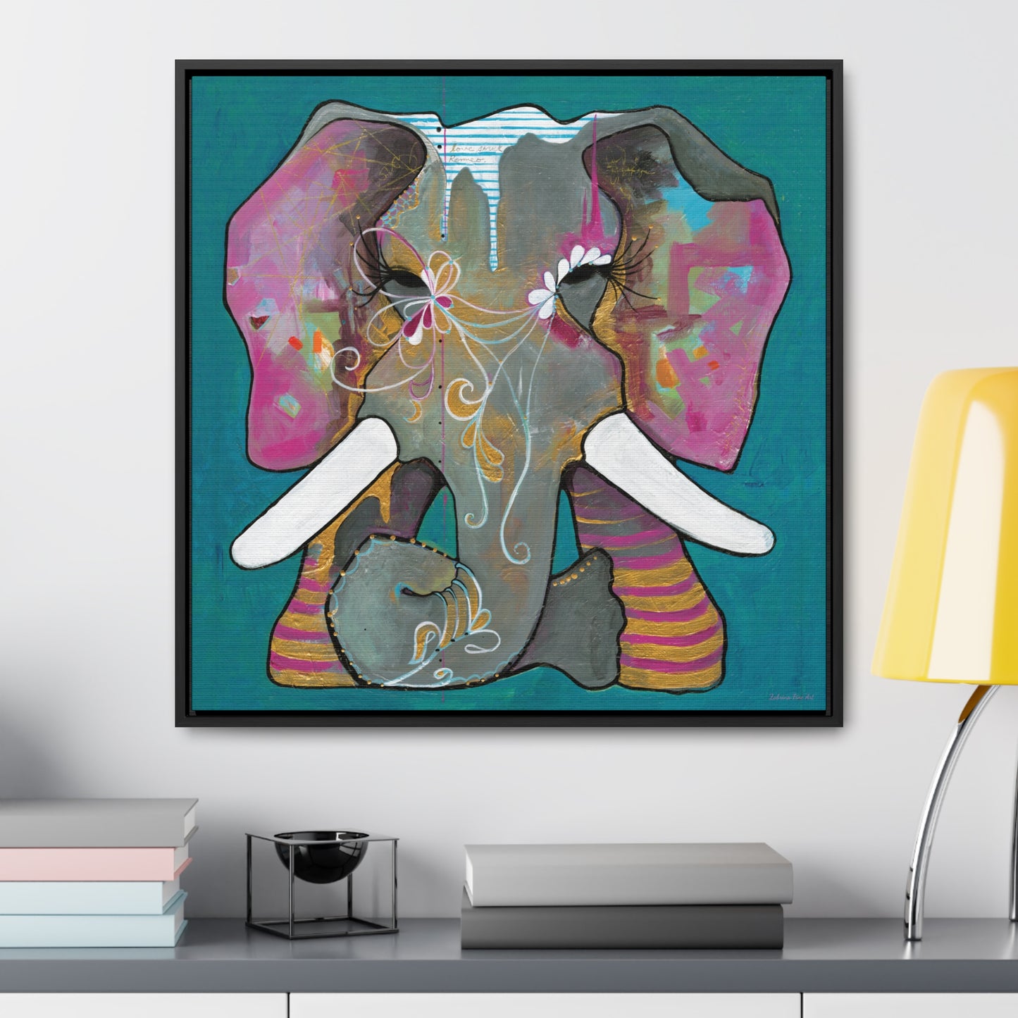 "Romeo Elephant" Framed Canvas Fine Art Reproduction by Zabrina Fine Art