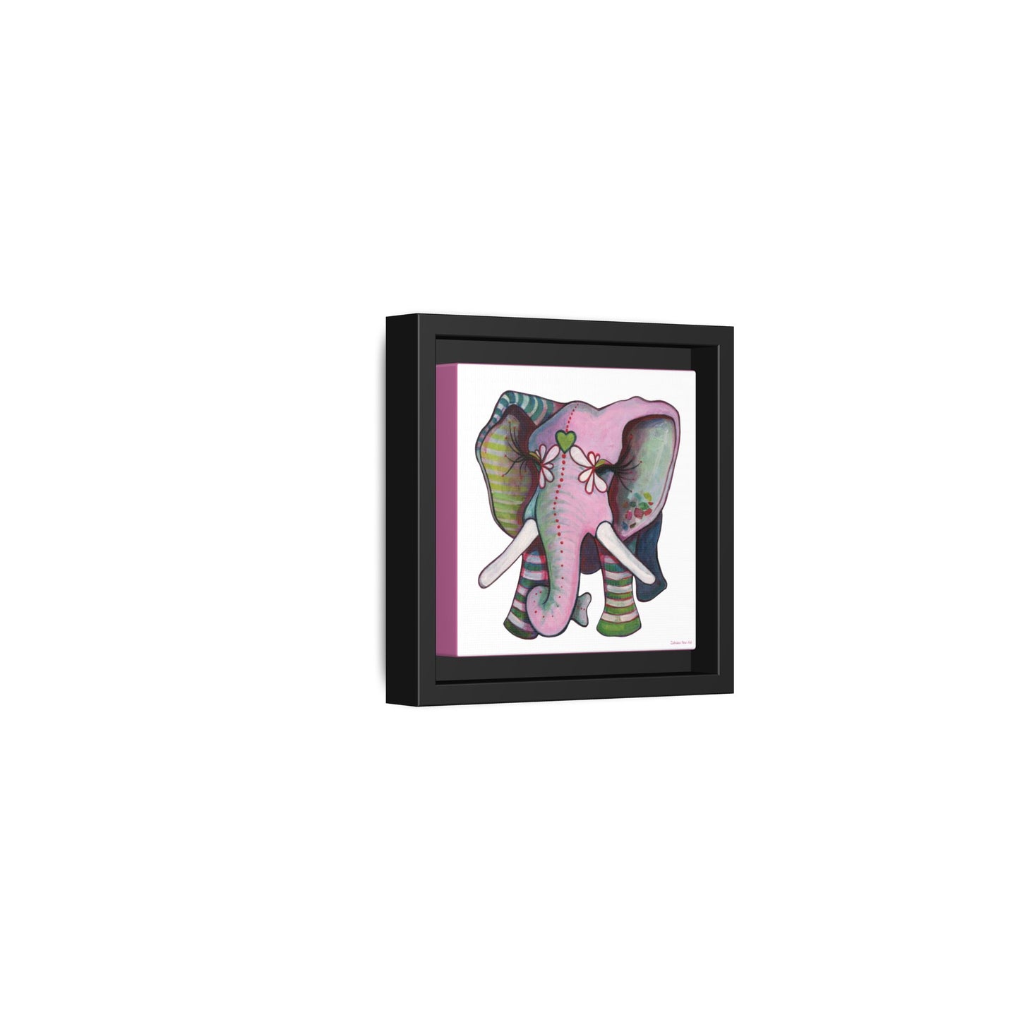 "Green Heart Elephant" Framed Canvas Fine Art Reproduction by Zabrina Fine Art