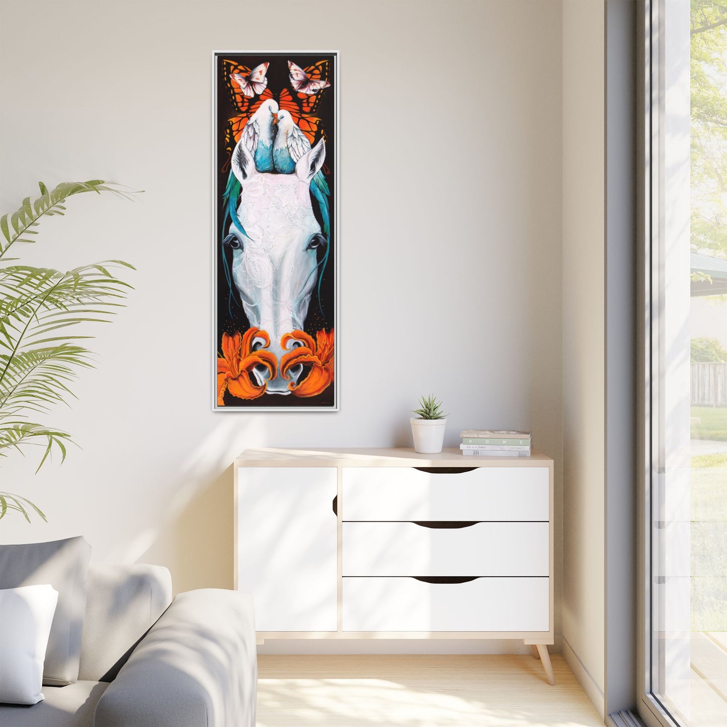 "Love Birds" Framed Canvas Fine Art Reproduction by Zabrina Fine Art