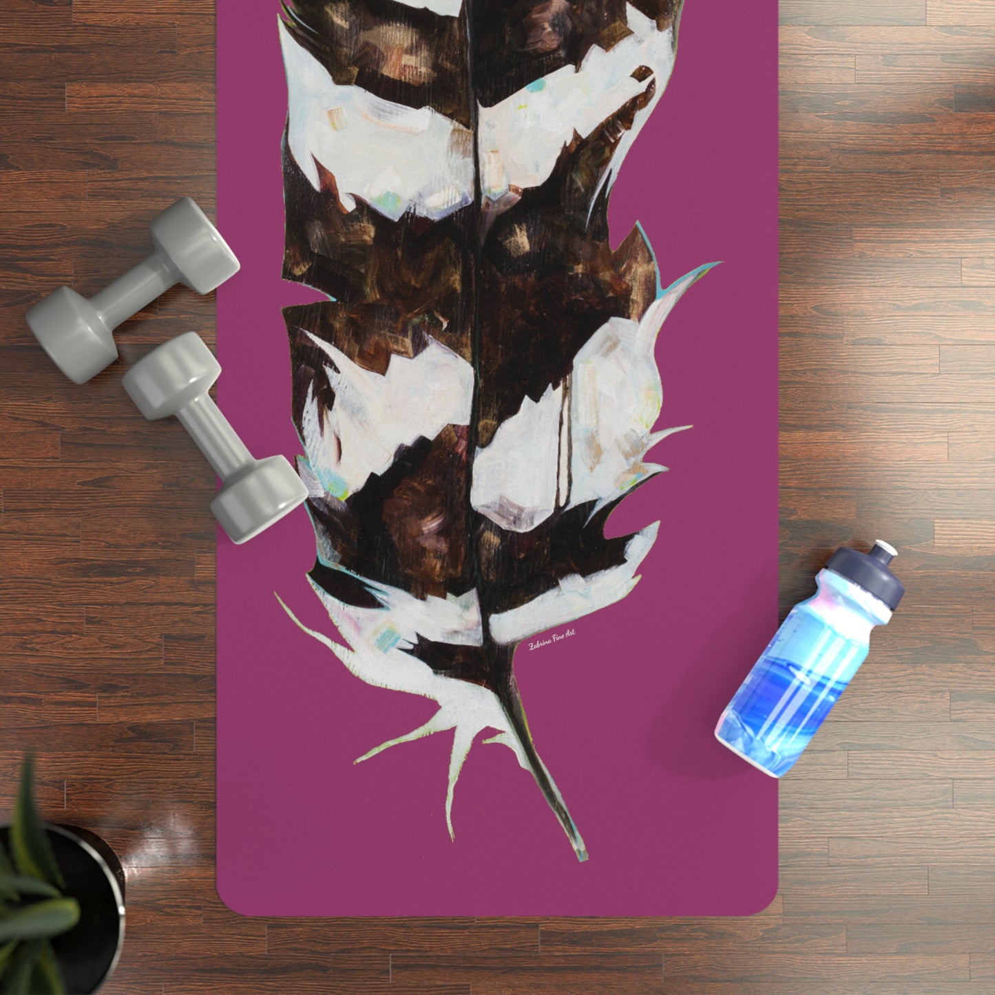 "Feather Mulberry" Microsuede Top Rubber Yoga Mat by Zabrina Fine Art