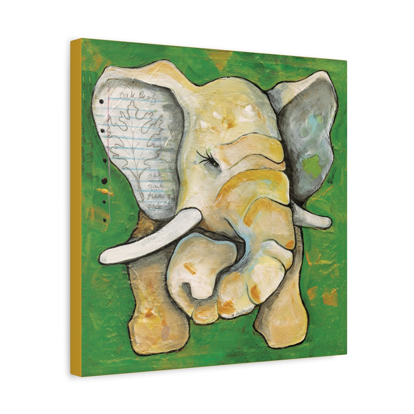 "Oak Leaf Elephant" Unframed Canvas Yellow Edge Reproduction by Zabrina Fine Art