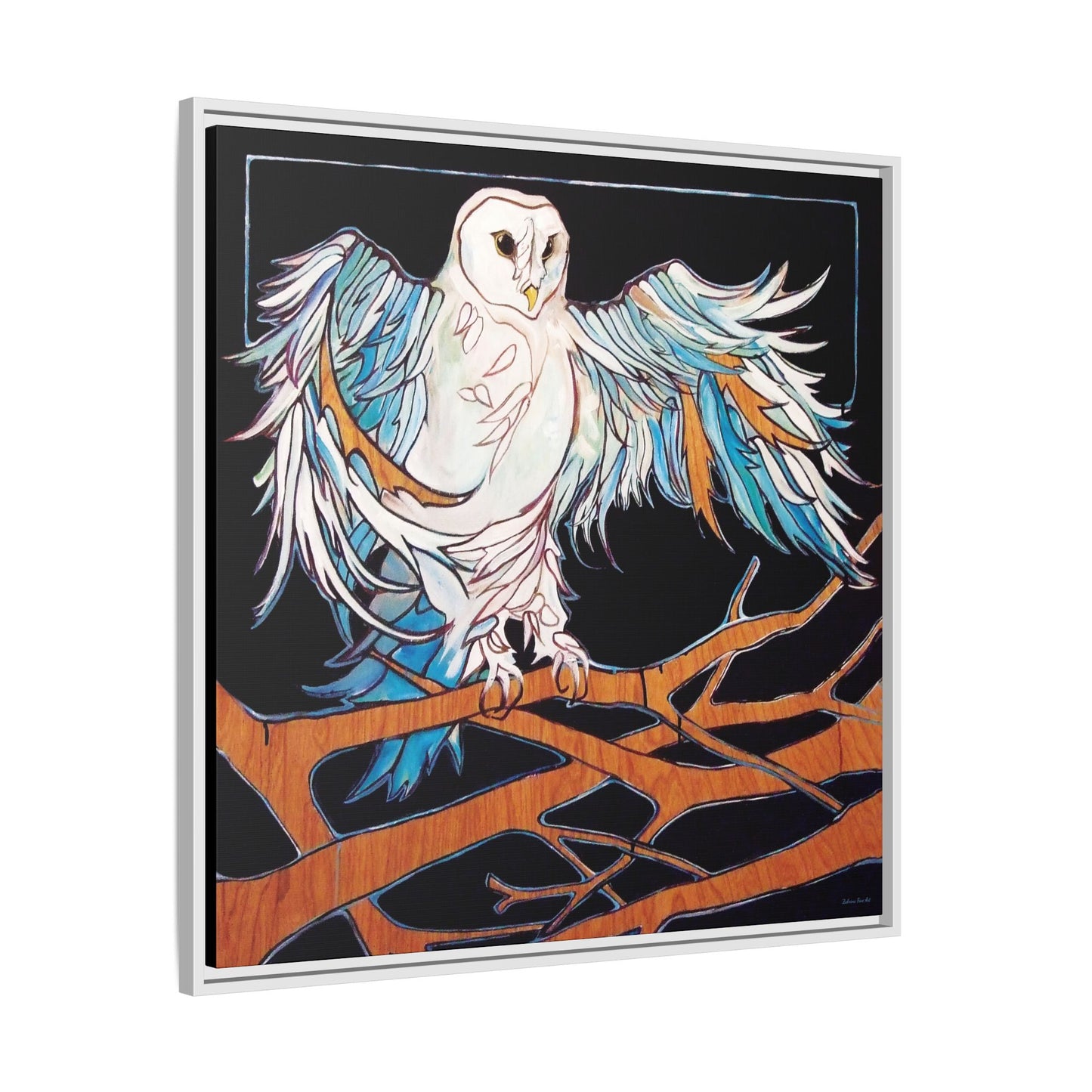 "Blue Owl" Framed Canvas Fine Art Reproduction by Zabrina Fine Art