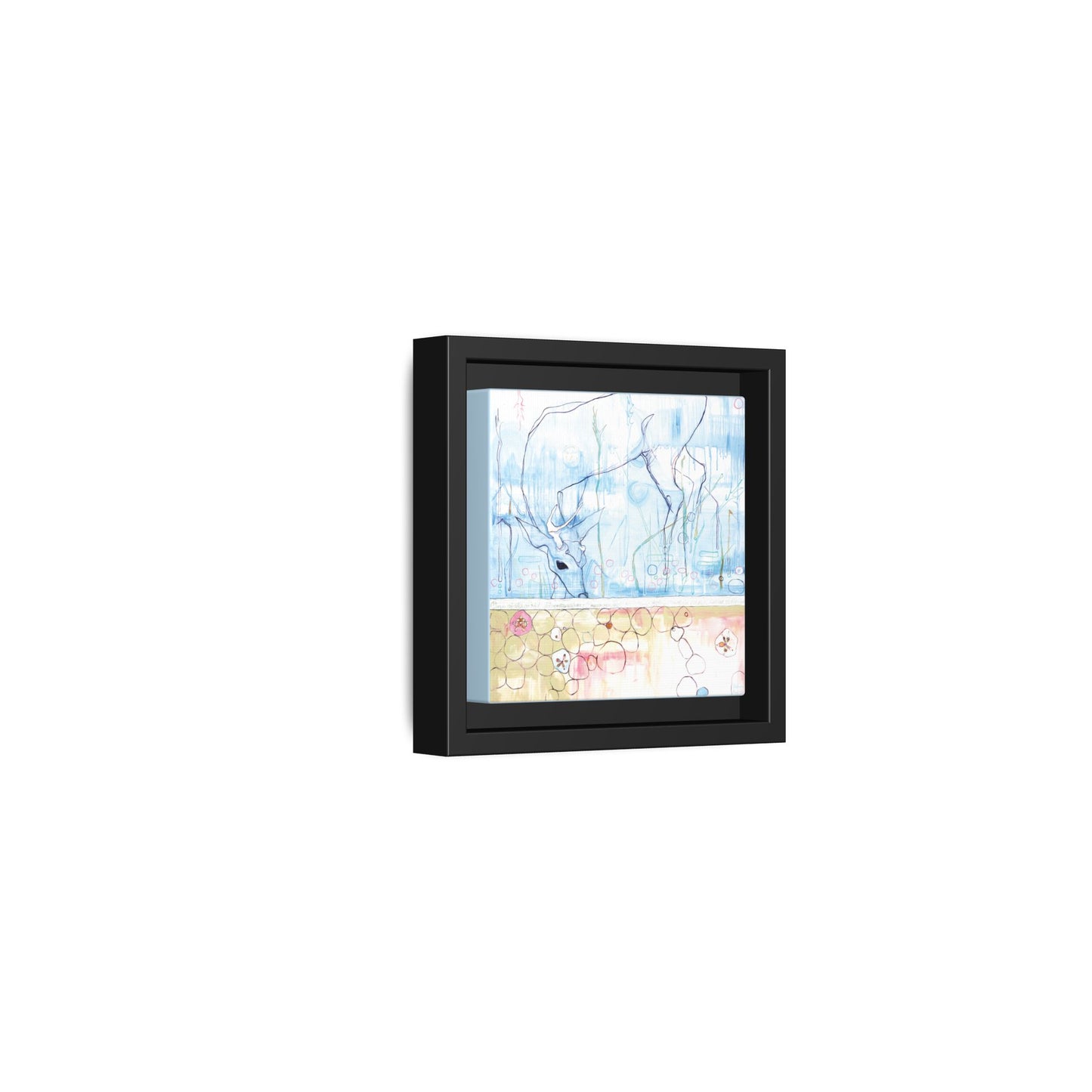 "One Antler Deer" Framed Canvas Fine Art Reproduction by Zabrina Fine Art