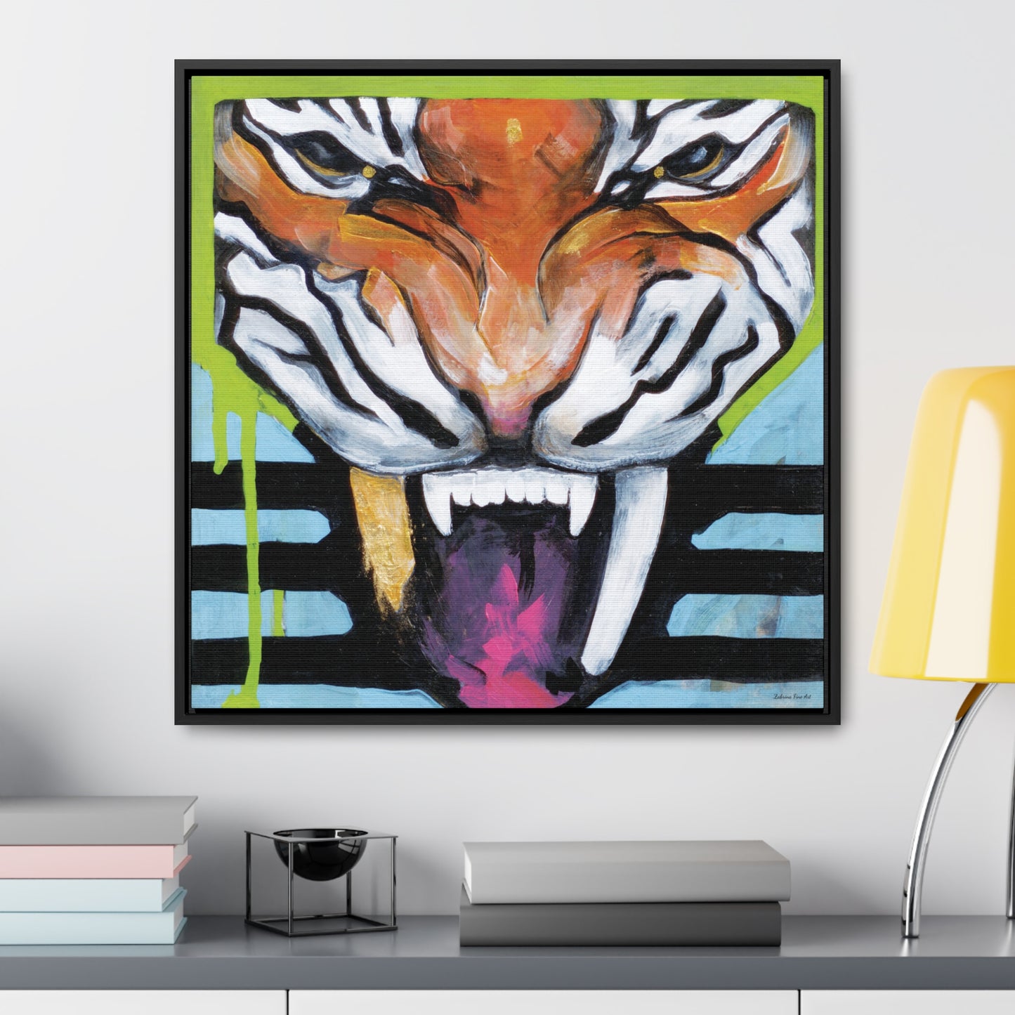 "Tiger Fang" Framed Canvas Fine Art Reproduction by Zabrina Fine Art