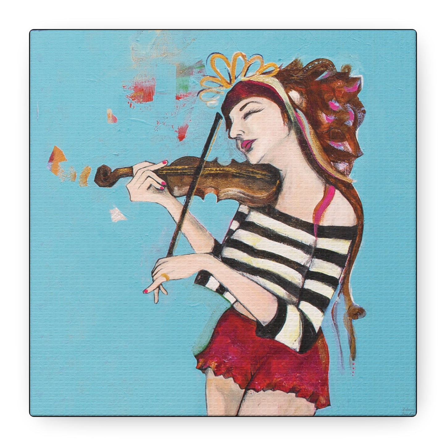 "The Violinist" Unframed Canvas Black Edge Reproduction by Zabrina Fine Art