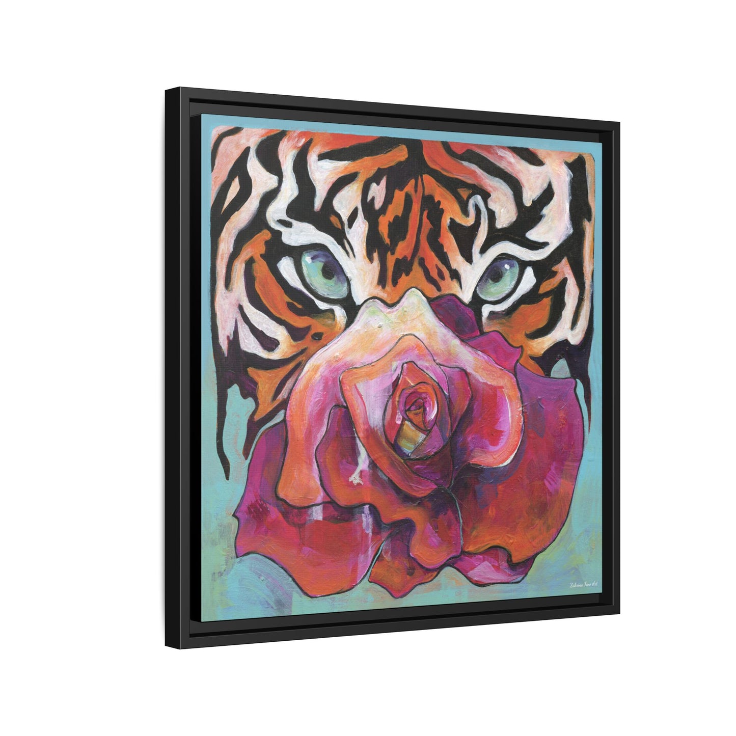 "Tiger Rose" Framed Canvas Fine Art Reproduction by Zabrina Fine Art