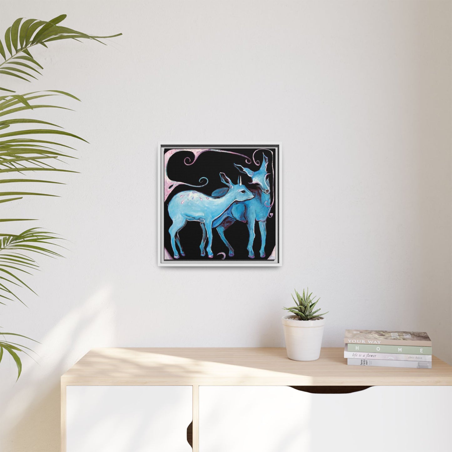 "Deer Love" Framed Canvas Fine Art Reproduction by Zabrina Fine Art