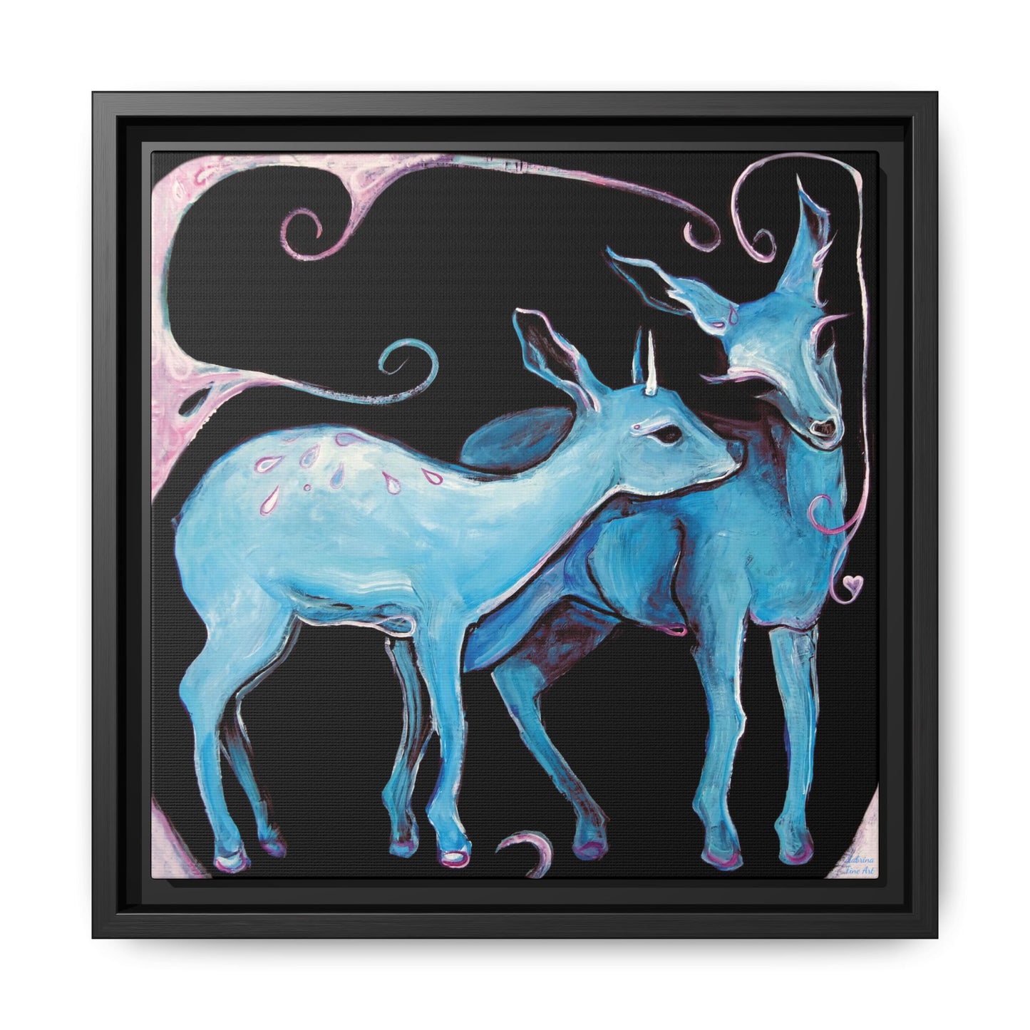 "Deer Love" Framed Canvas Fine Art Reproduction by Zabrina Fine Art