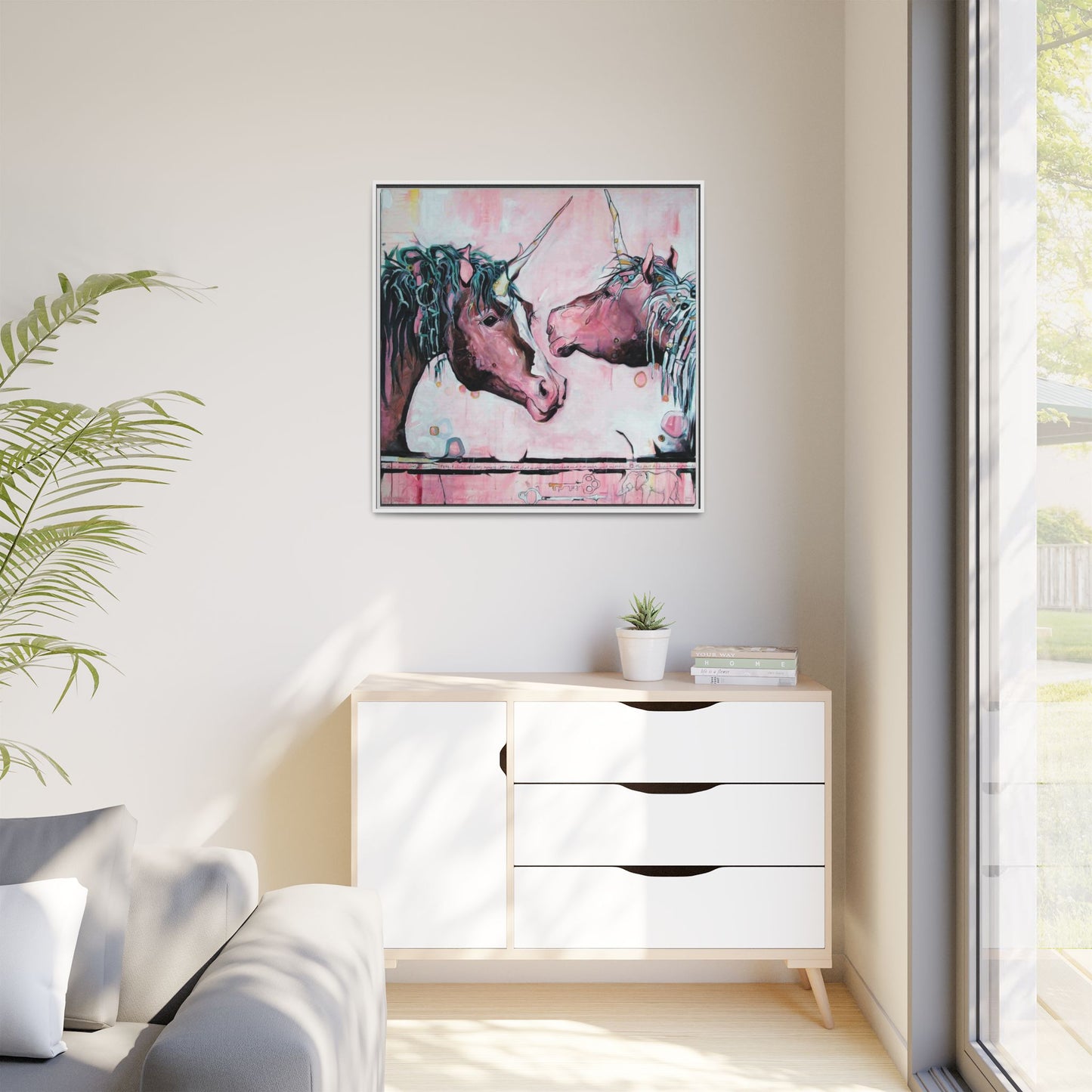 "Unicorns Are Real" Framed Canvas Fine Art Reproduction by Zabrina Fine Art