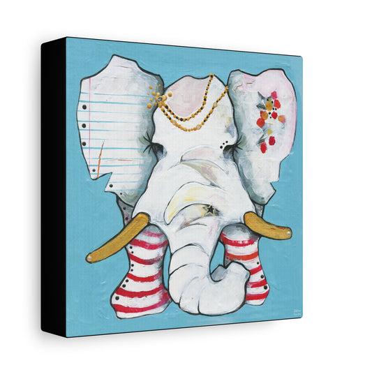 "Red Stripe Elephant" Unframed Canvas Black Edge Reproduction by Zabrina Fine Art