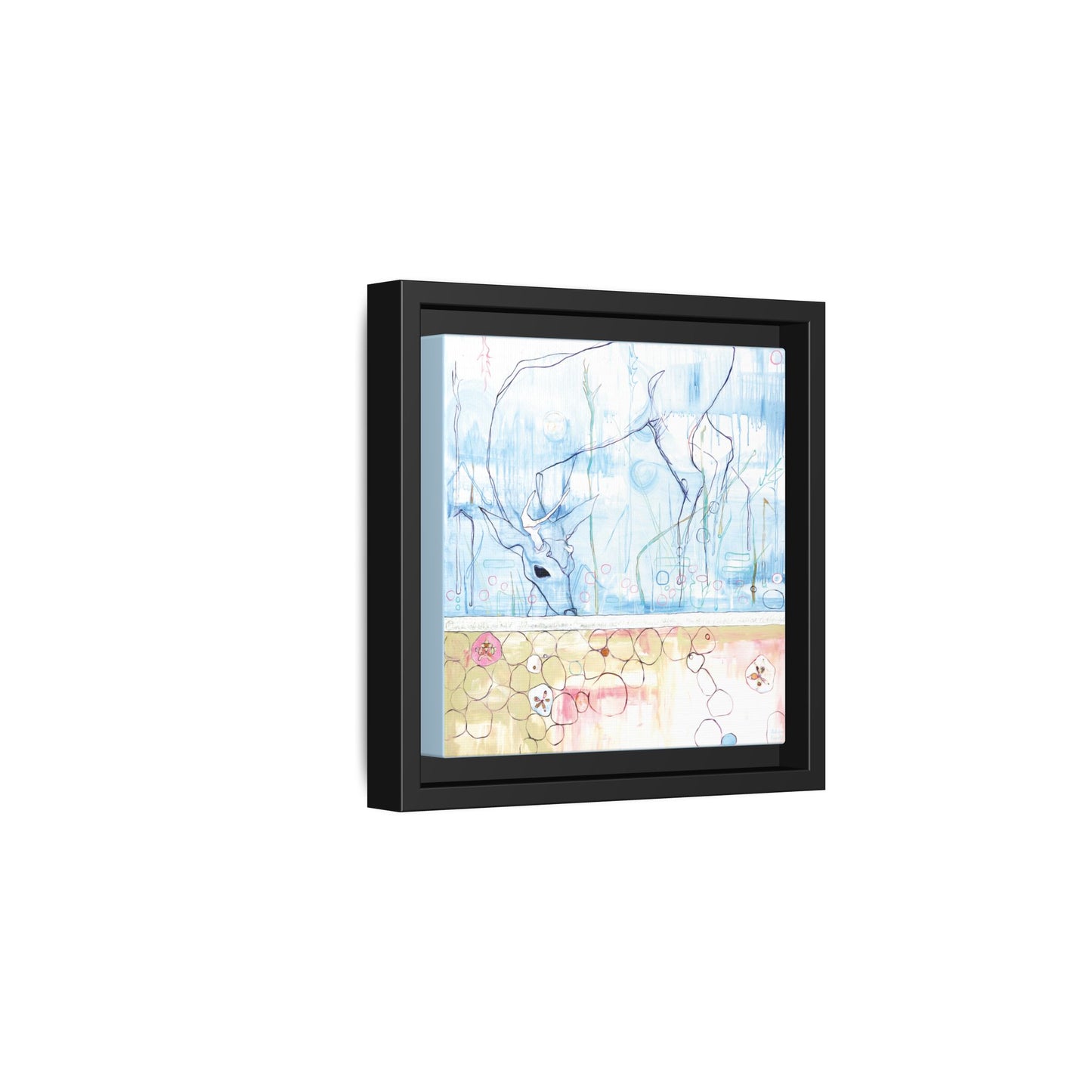 "One Antler Deer" Framed Canvas Fine Art Reproduction by Zabrina Fine Art