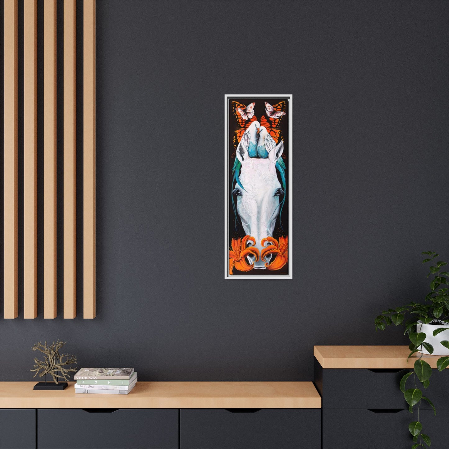 "Love Birds" Framed Canvas Fine Art Reproduction by Zabrina Fine Art
