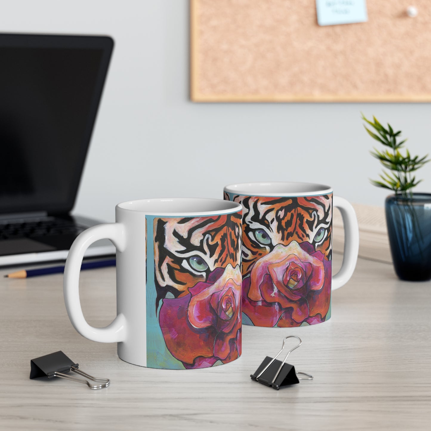 "Tiger Rose" Ceramic Mug by Zabrina Fine Art