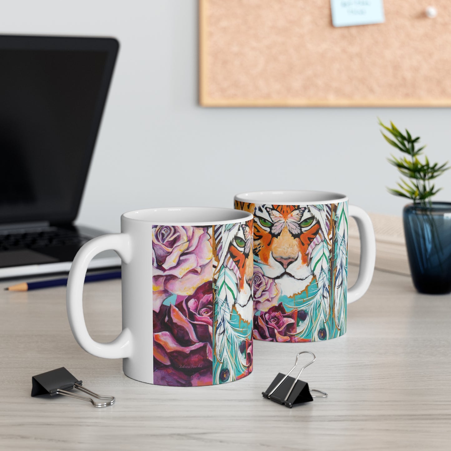 "Tiger Rose" Ceramic Mug by Zabrina Fine Art