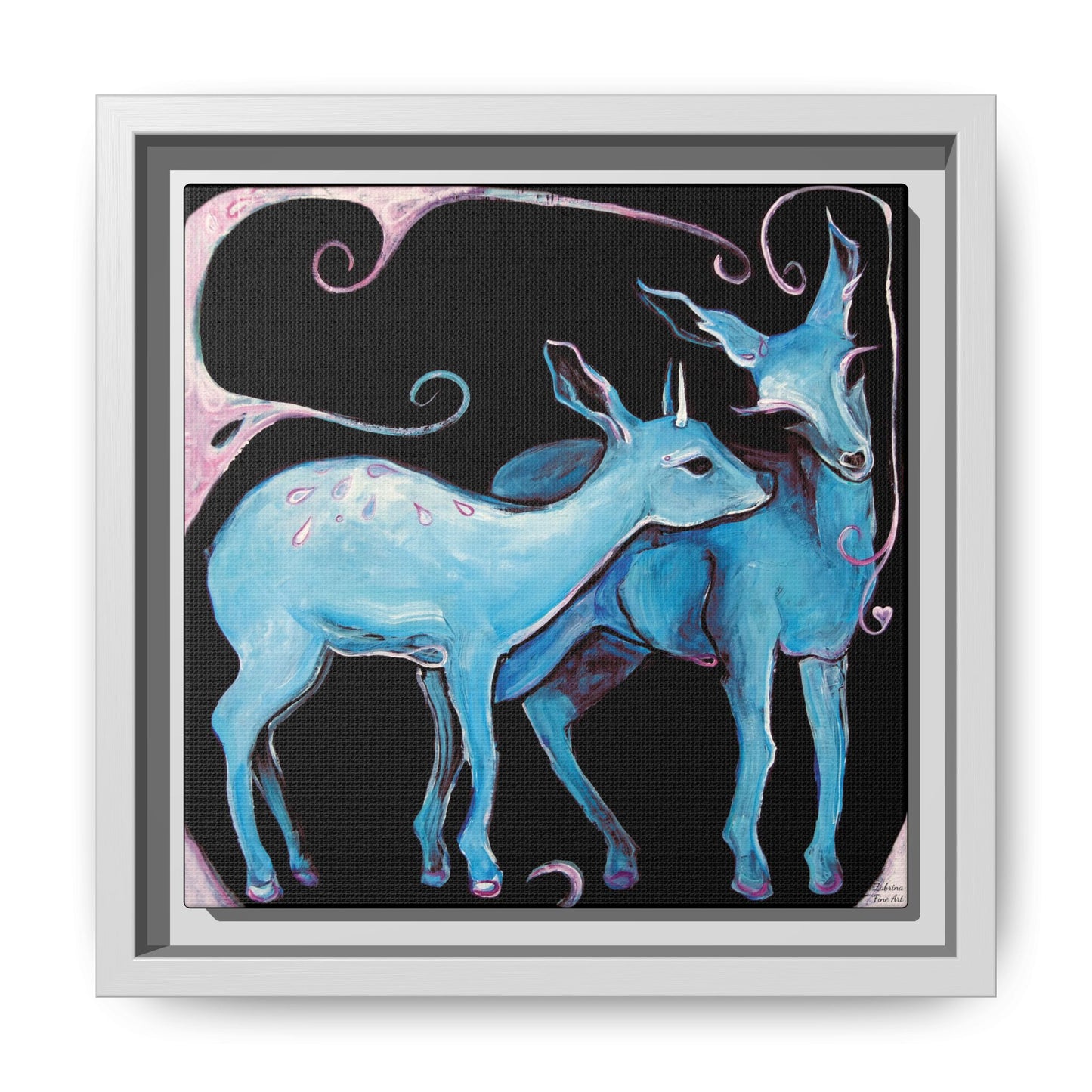 "Deer Love" Framed Canvas Fine Art Reproduction by Zabrina Fine Art