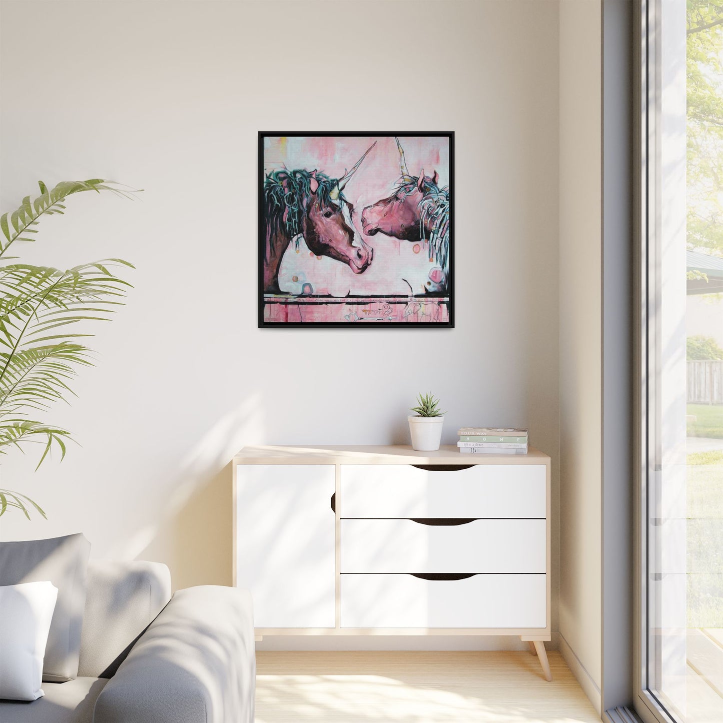 "Unicorns Are Real" Framed Canvas Fine Art Reproduction by Zabrina Fine Art