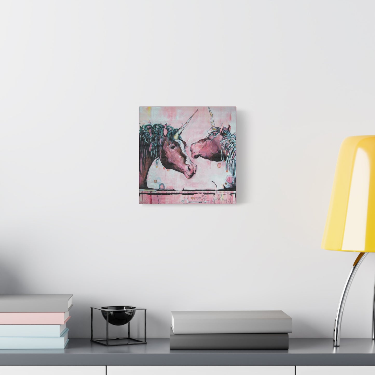 "Unicorns Are Real" Unframed Canvas Pink Edge Reproduction by Zabrina Fine Art