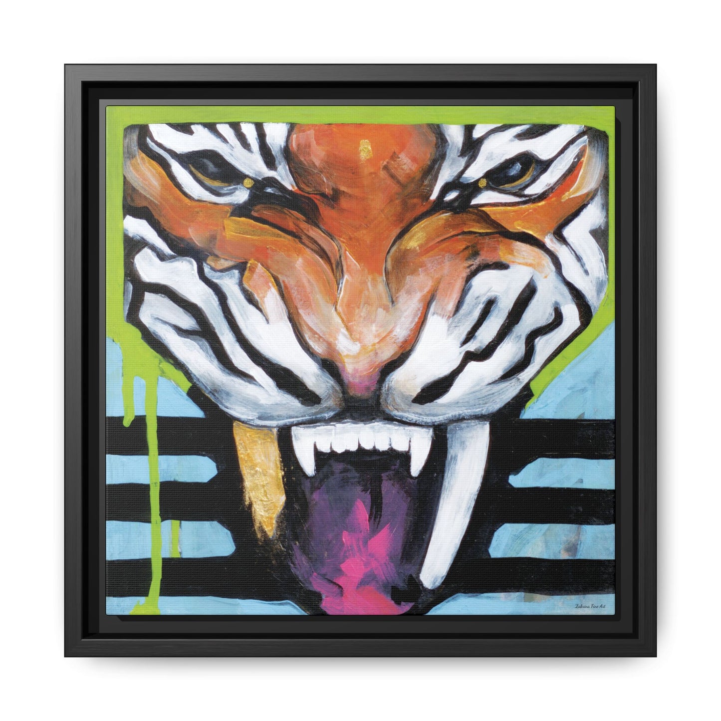 "Tiger Fang" Framed Canvas Fine Art Reproduction by Zabrina Fine Art